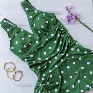JCWINSEM Women's Boutique Clothing Green Polka Dot Swimsuit